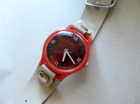 Vintage Mod 1968 Timex Fun Timer Watch Red Lava Dial With Original Leather Band Runs! RARE