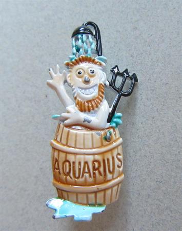 Vintage JJ Signed Aquarius King Neptune Pin January Birthday