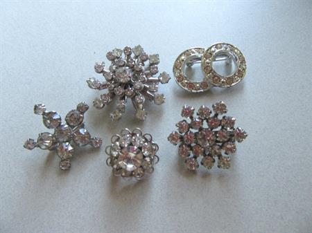 Vintage Small Rhinestone Snowflake Scatter Pin Lot