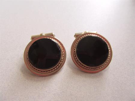 Vintage Destino Black Onyx 1/20th 12k Gold Filled Cufflinks Shirt Accessories