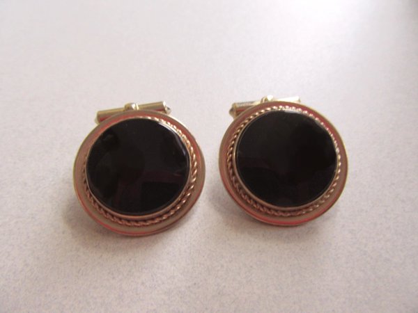 Vintage Destino Cufflinks Onyx Gold Filled Men's Jewelry