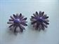 1960's Mod Purple Daisy Flower Earrings 