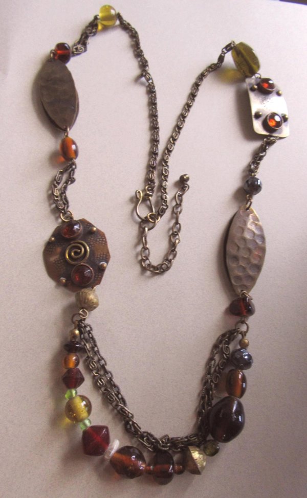 Bohemian Glass and Metal Necklace 