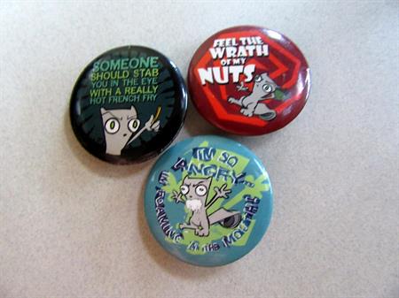 Foamy The Squirrel Pin Back Button Set  Neurotically Yours Germaine Endez  Jonathan Ian Mathers 