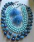 Vintage Blue Jewelry Lot Germany 1960's Shoe Clips and Two Necklaces