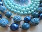 Vintage Blue Jewelry Lot Germany 1960's Shoe Clips and Two Necklaces