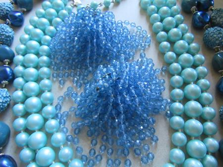 Vintage Blue Jewelry Lot Japan Germany Shoe Clips