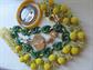 Vintage Jewelry Lot Yellow and Green Transfer Pin Clip Earrings Lucite Bangle And More