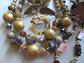 Vintage Jewelry Lot Multi Strand Necklace Clamper Bracelet Earrings Pins Shell Beads Fall Colors