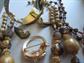 Vintage Jewelry Lot Multi Strand Necklace Clamper Bracelet Earrings Pins Shell Beads Fall Colors