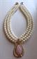 1980's Faux Pearls And Pink Glass Rhinestone Necklace