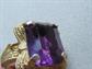Vintage Purple Rhinestone Adjustable Ring Renaissance Costume Accessory