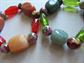 Two Glass Cloisonné  and Stone Beads Stretch Bracelets Wear Or Take Apart Destash
