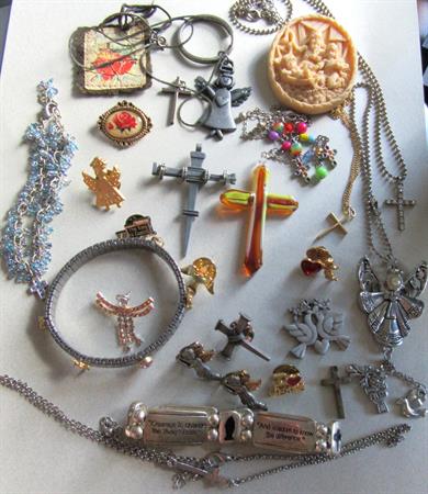 Religious Jewelry and More Lot Crosses Pendants Angels Christian Catholic