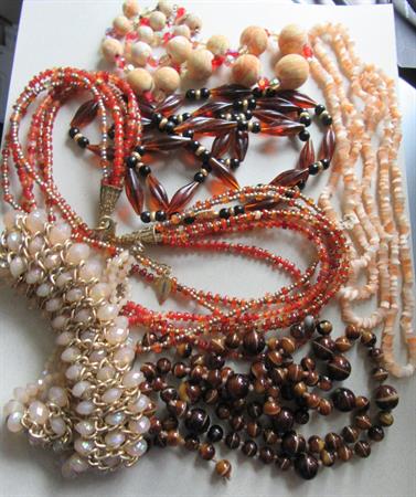 Vintage And Newer All Glass Beads Lot Destash Jewelry Making Repurpose Fall Colors