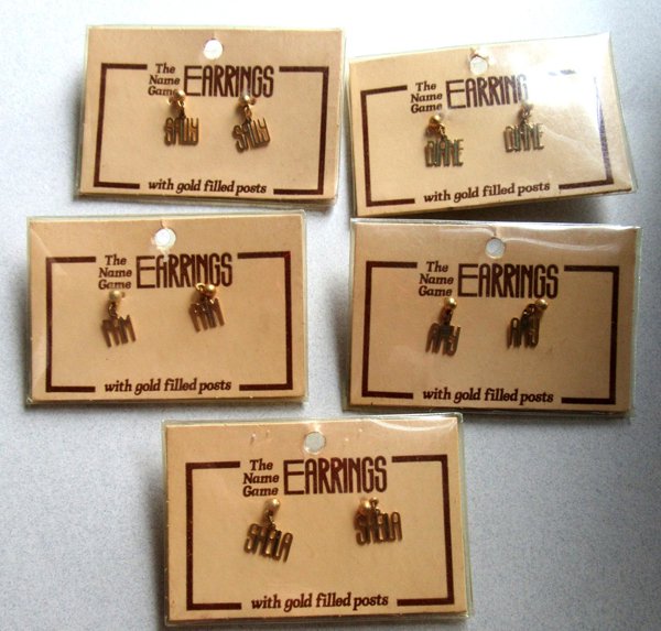 Vintage 1970's Pierced Name Earrings Gold Filled Posts