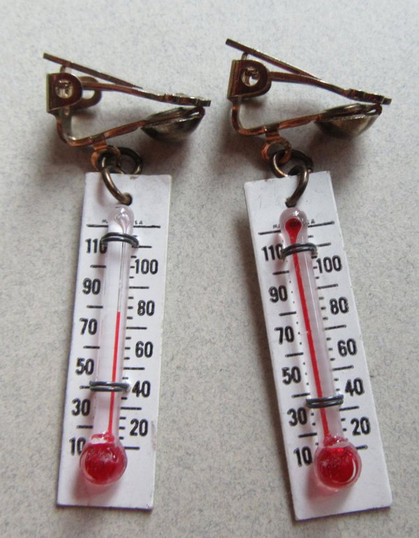 Vintage Thermometer Earrings Hot Flash Gag Gift
