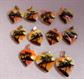 Vintage 1970's Hand Painted Mother of Pearl Heart Pendants Lot Palm Trees Sunset Tropical 