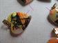 Vintage 1970's Hand Painted Mother of Pearl Heart Pendants Lot Palm Trees Sunset Tropical 