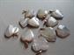 Vintage 1970's Hand Painted Mother of Pearl Heart Pendants Lot Palm Trees Sunset Tropical 