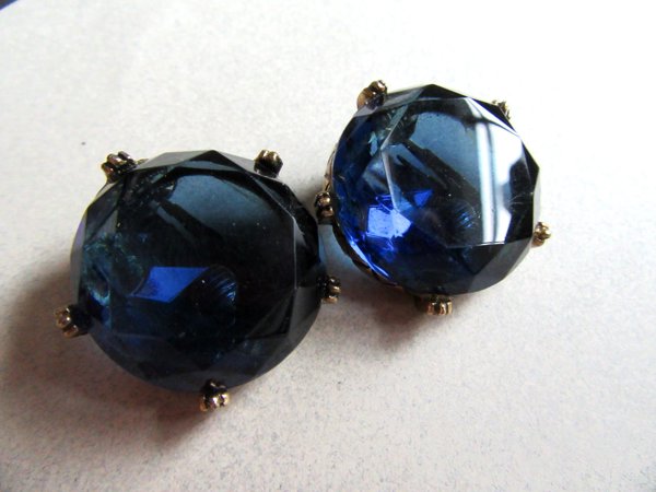 Vintage Blue Rhinestone Earrings