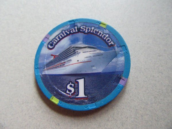 Carnival Splendor $1 Chip The Royal Flush Casino Gambling Cruise Ship Souvenir 