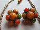 1950's Bakelite and Lucite Fruit Salad Necklace And Earrings Vintage Jewelry Fall Colors