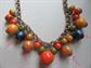 1950's Bakelite and Lucite Fruit Salad Necklace And Earrings Vintage Jewelry Fall Colors