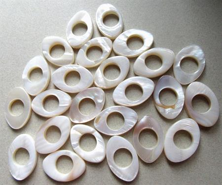 Mother of Pearl Oval Drilled Beads Two Dozen Jewelry Making Macrame Supplies Beading Quilting Destash