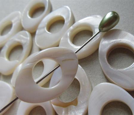 Mother of Pearl Drilled Beads Two Dozen Jewelry Making Supplies 