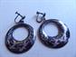 Vintage Siam Niello Sterling Silver Large Hoop Screw Back Earrings 19.5 Grams Fine Jewelry