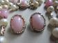 1950's Vintage Pink Swirly Glass and Faux Pearls Necklace Set As Is