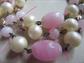 1950's Vintage Pink Swirly Glass and Faux Pearls Necklace Set As Is