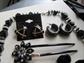 Vintage and Up Black Jewelry Lot Necklaces Earrings Hair Accessories