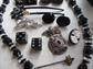 Vintage and Up Black Jewelry Lot Necklaces Earrings Hair Accessories
