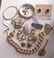 Vintage And Up Jewelry Lot Alfani Liz Clairborne Rhinestone Bracelets Dress Clip Earrings Pins