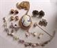 Vintage and Up Jewelry Lot Pins Earrings Cameo Pendant Bee Premier Design Bracelet