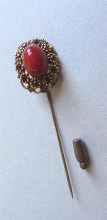 Vintage Western Germany Glass Cabochon Rhinestone Stick Pin