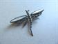 Sterling Silver Marcasite  Dragongfly Pin Mother of Pearl Inlay Figural