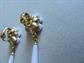 Vintage Trifari White Flower Clip Earrings Signed Jewelry