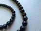 Vintage Black Beads Necklace With 10K Clasp Gutta Percha? Vulcanite? Bog Wood?