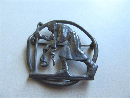 Vintage Coro Signed Man With Staff Pin Signed Jewelry