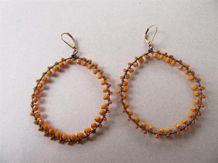 Orange Art Glass Hoop Pierced Earrings 
