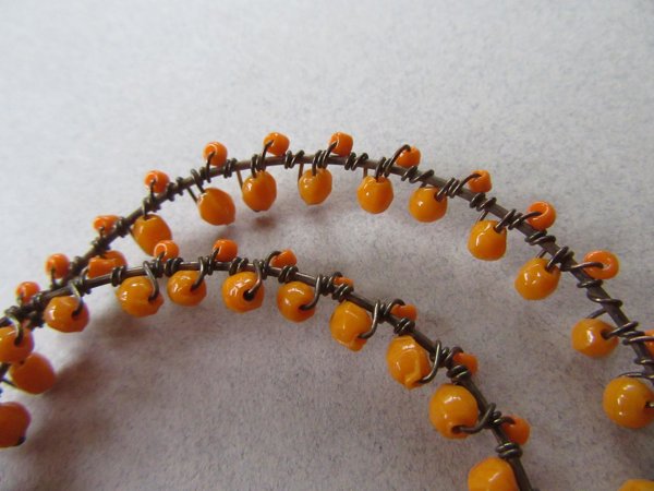 Orange Art Glass Hoop Pierced Earrings 