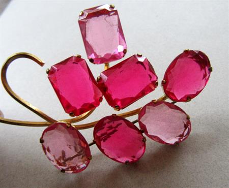 Vintage Pink Lucite Pin Germany Signed Jewelry