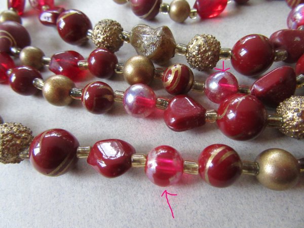Vintage Red Long Glass and Lucite Necklace