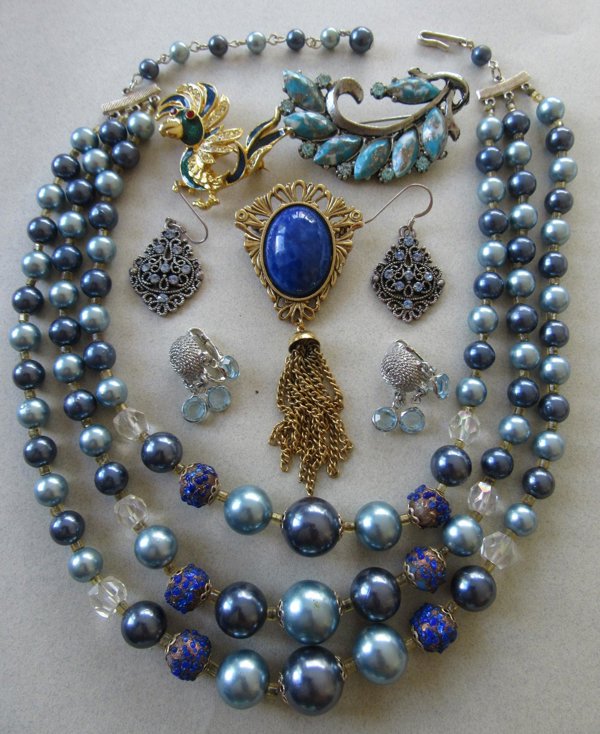 Vintage Blue Jewelry Lot