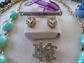 Vintage and Up  Jewelry Lot Stone Tiki Necklace Lucite Rhinestone Rarrings Florapn