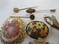 Vintage Jewelry Lot Pins Zentall Damascene Heart And Key Bracelet Cloisonné Locket and More