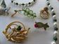 Vintage and Up Jewelry Lot Rhinestone Hummingbird Pin Jade 
